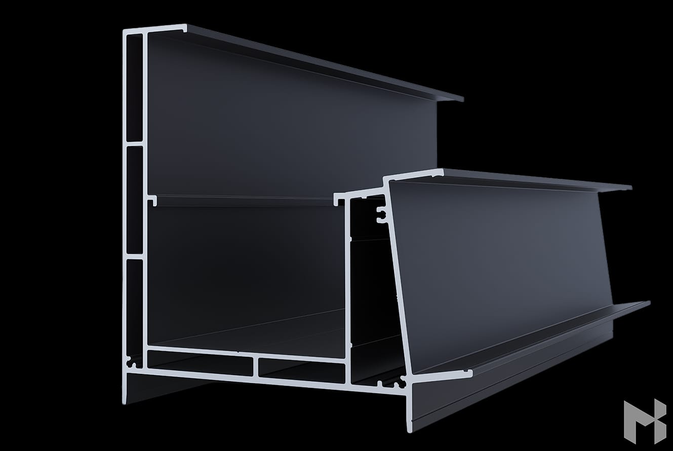 Technische Profilansicht einer TT-Line Dachrinne mit gerader Blende